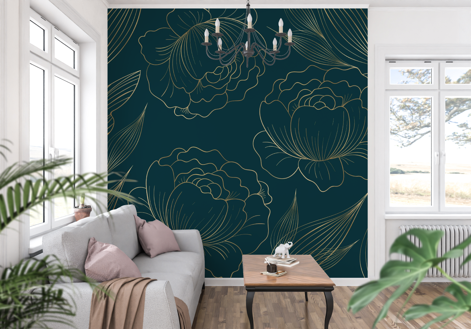 Gold and Blue Wallpaper | Murals Wallpaper