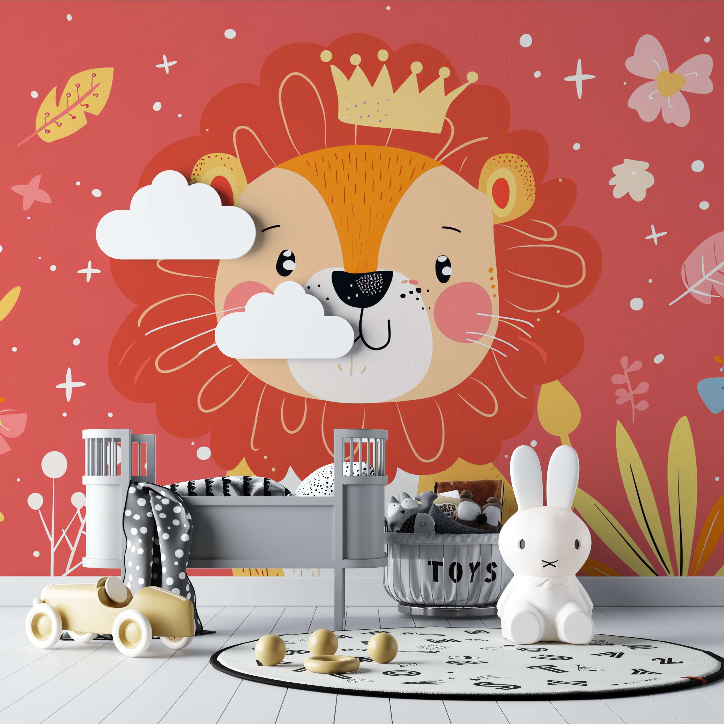 Red Baby Lion Wallpaper | Murals Wallpaper