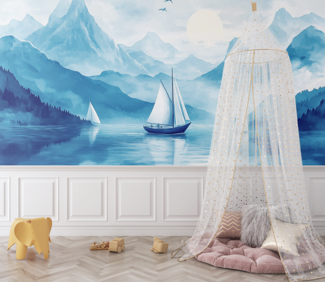 Sailboat and Mountain Wallpaper | Murals Wallpaper
