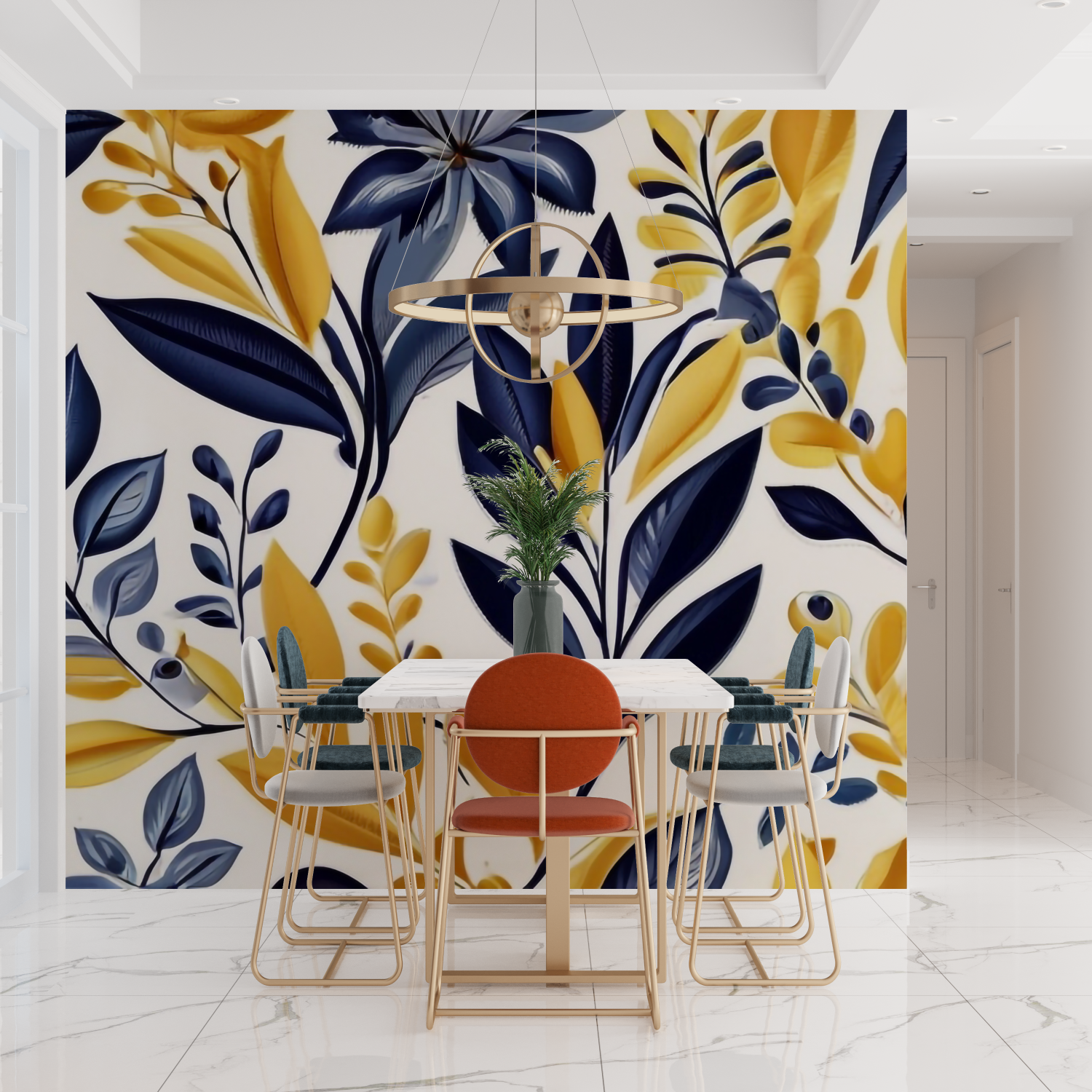 Blau-Gelbe Tapete - Design