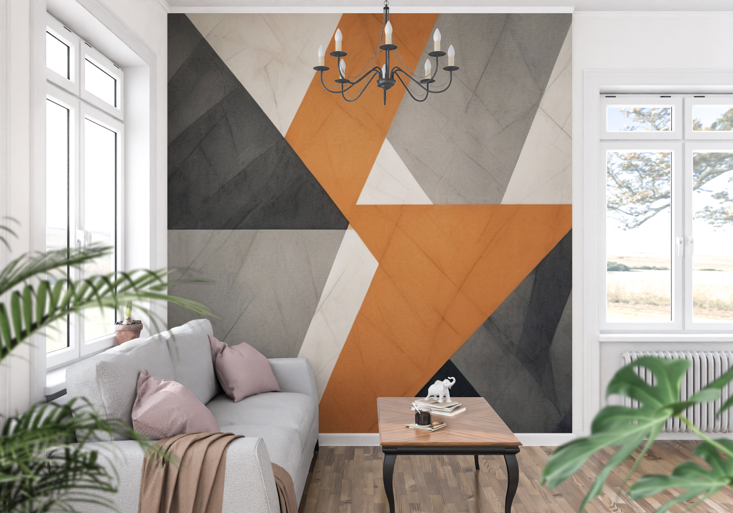 Orange Gray Wallpaper | Murals Wallpaper