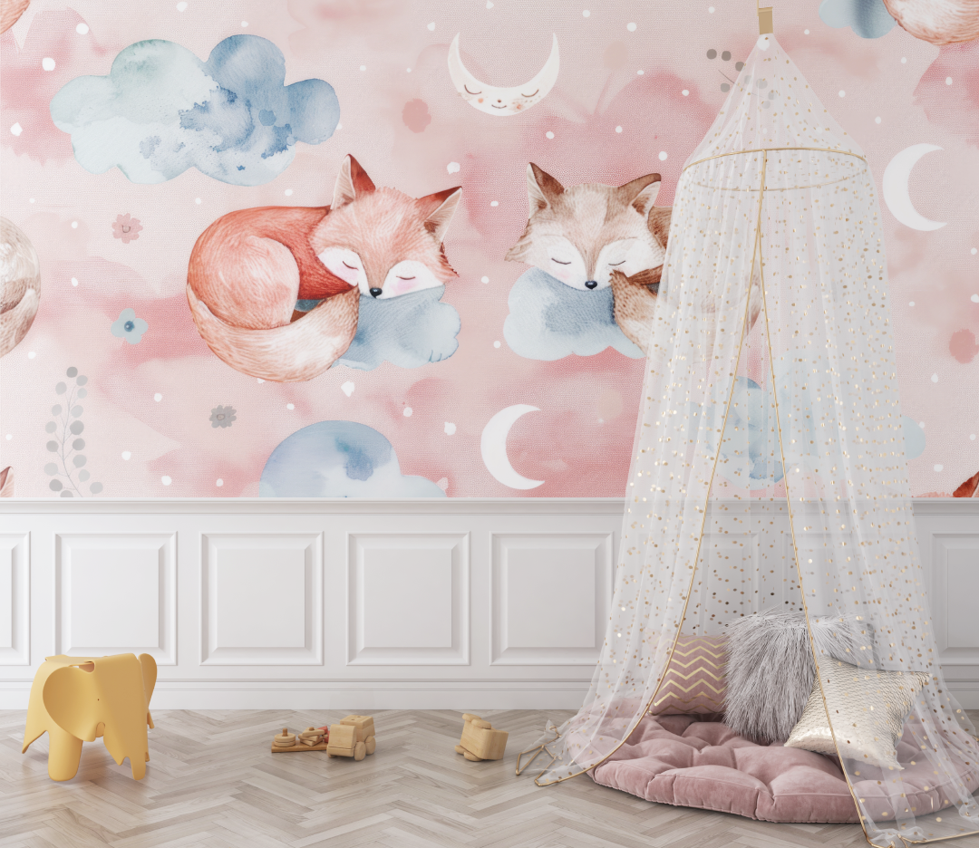 Fox Balloon Pink Wallpaper | Murals Wallpaper