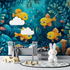 Underwater Theme Yellow and Blue Wallpaper | Murals Wallpaper