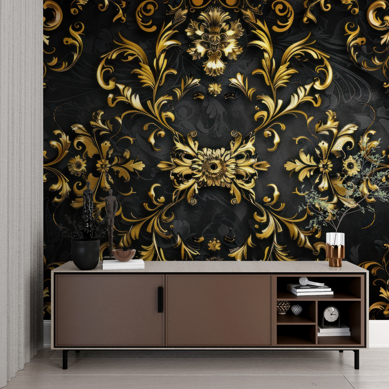 Black and Gold Wallpaper Room | Murals Wallpaper