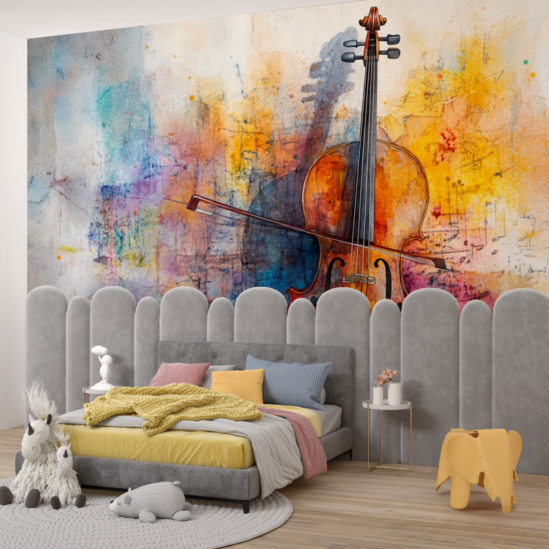 Colored Violin Wallpaper | Murals Wallpaper