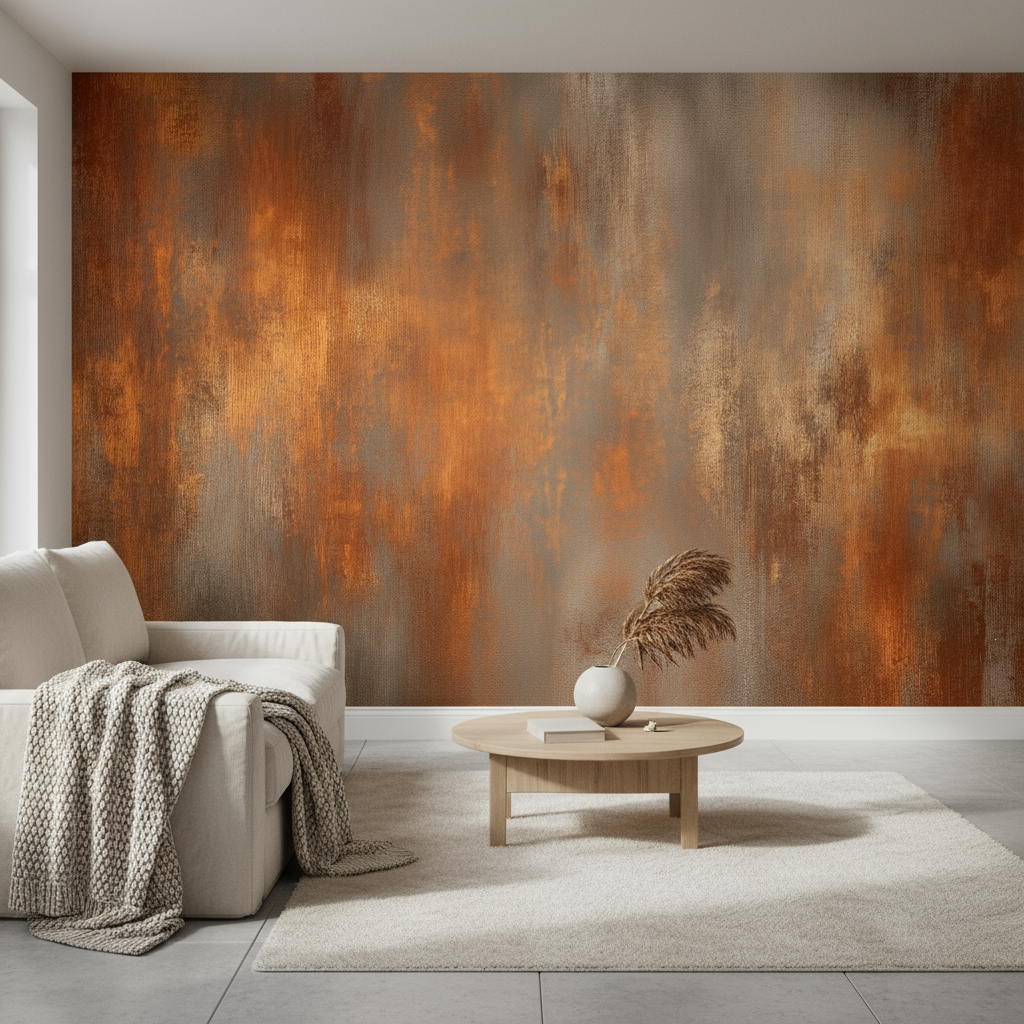 Rustic Copper Metallic Texture Mural Wallpaper