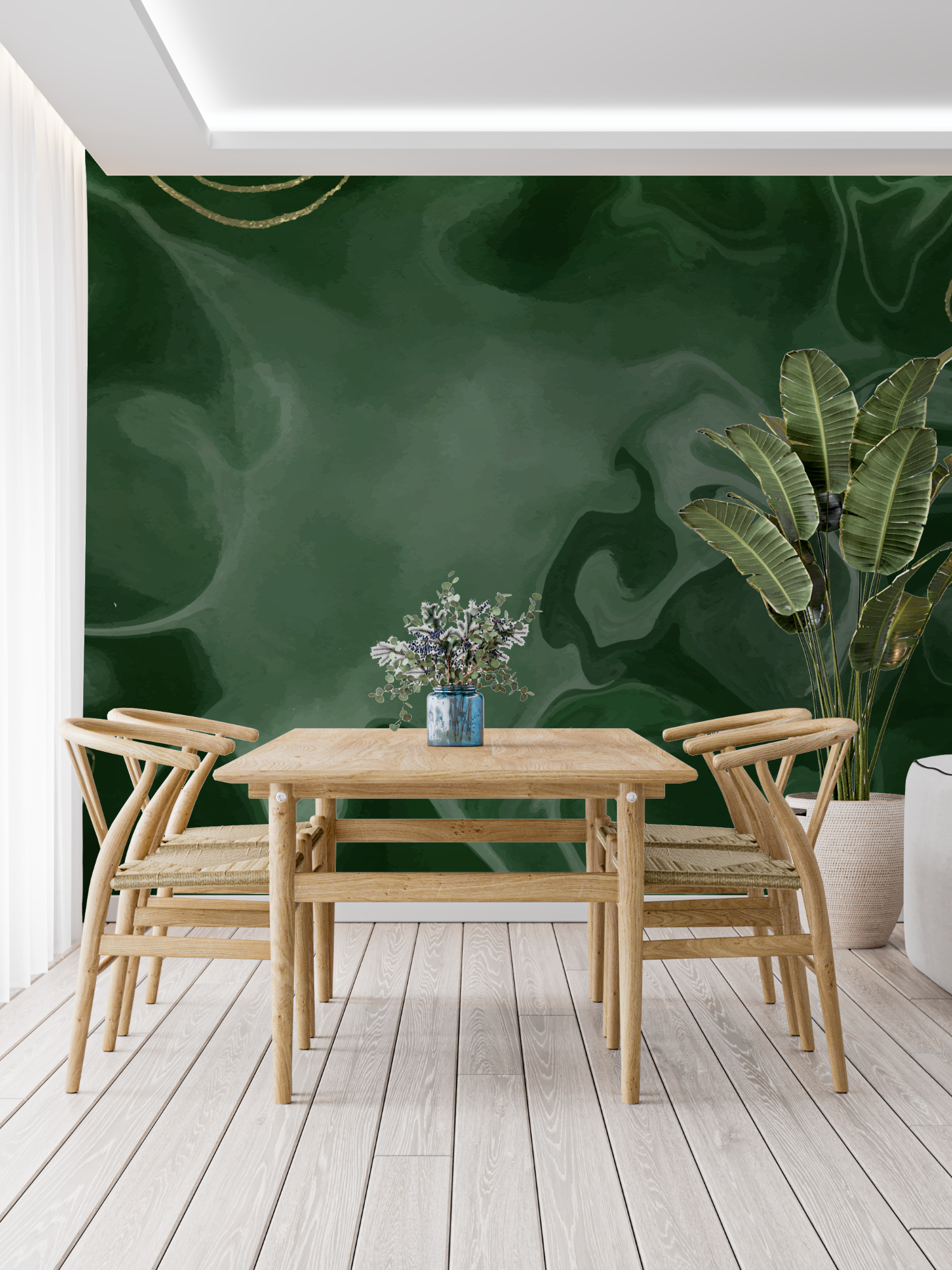 Green Wallpaper for Living Room | Murals Wallpaper