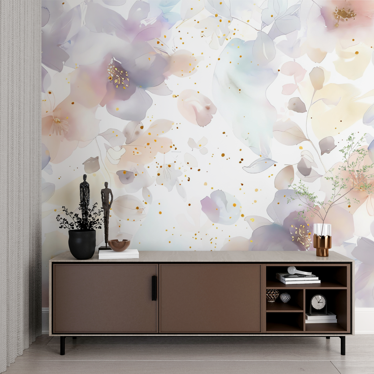 Elegant Floral Watercolor Wallpaper | Murals Wallpaper