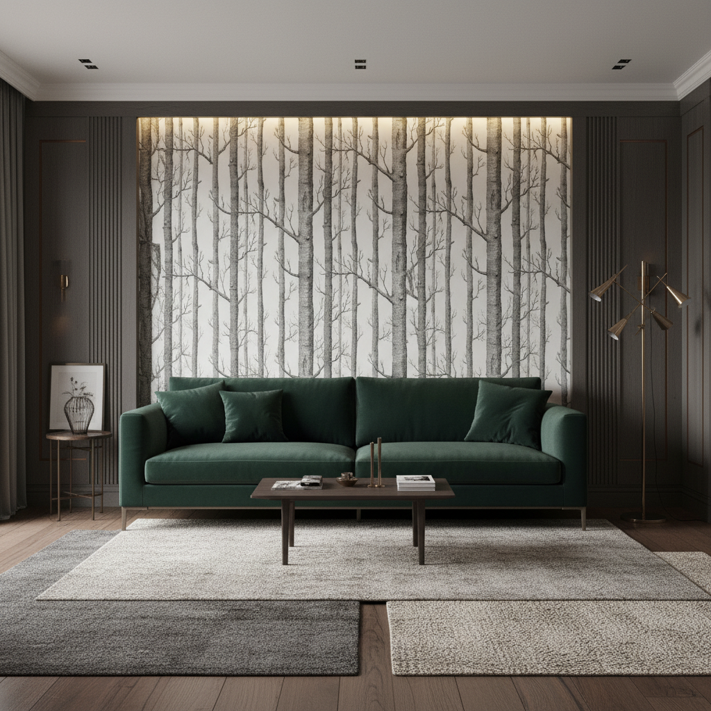 Mural Black and White Birch Wallpaper