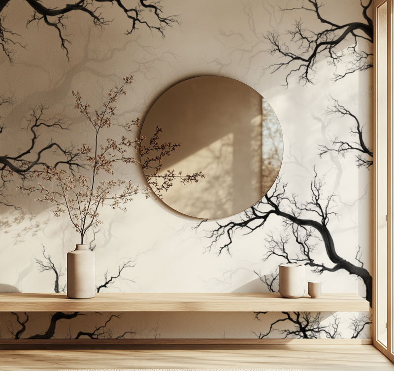 Black Tree and Bench Wallpaper | Murals Wallpaper