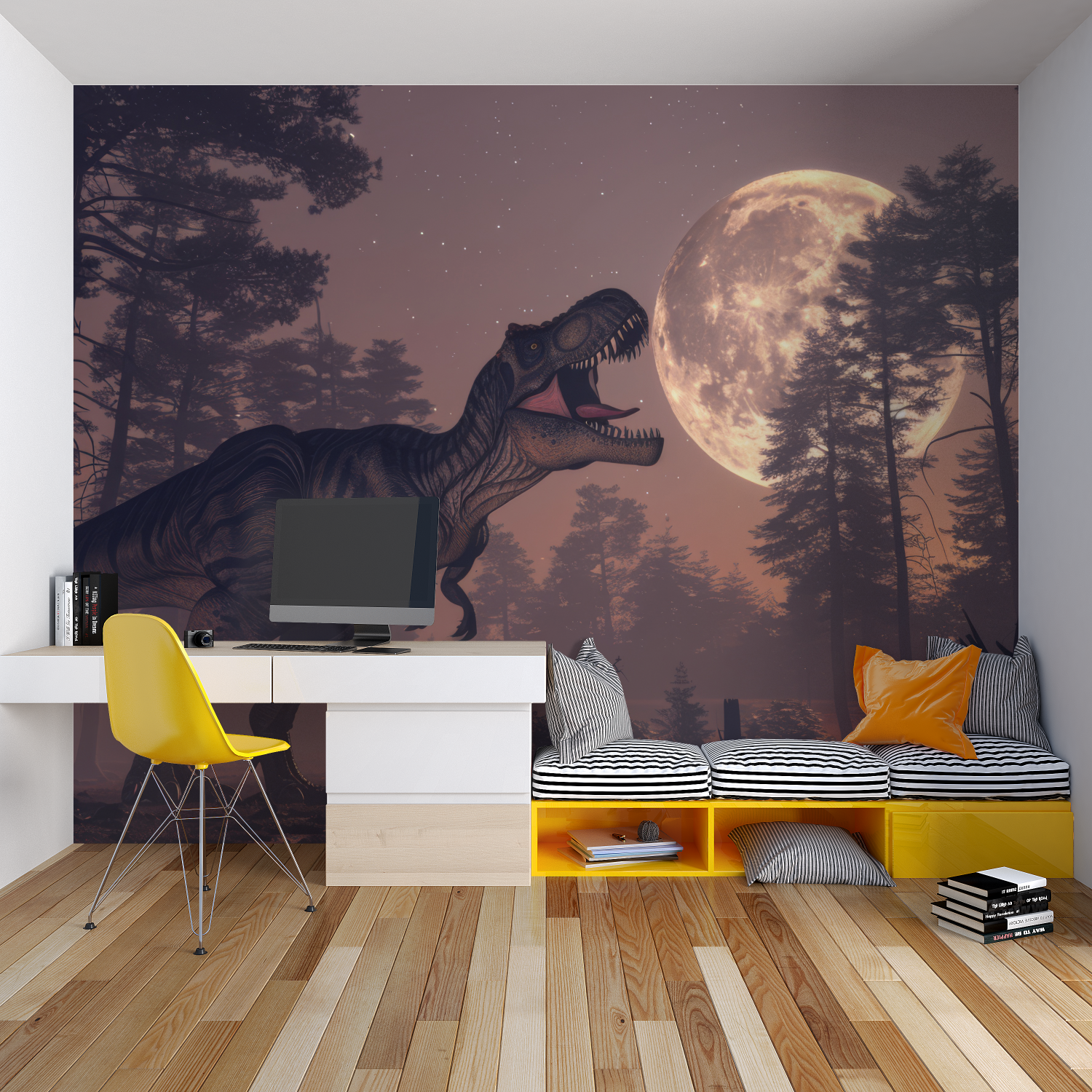 T-Rex Full Moon Wallpaper | Murals Wallpaper