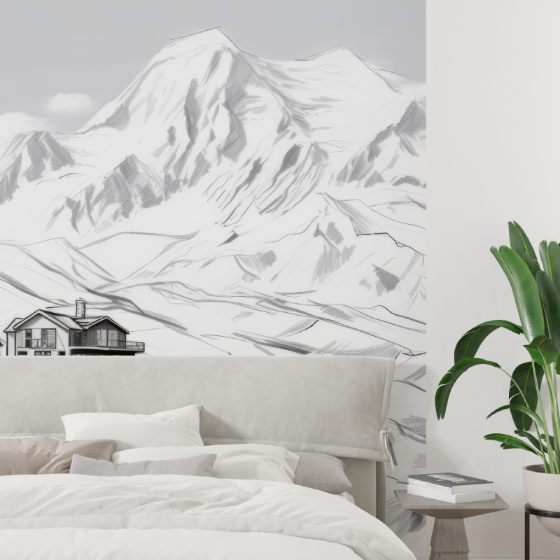 Black and White Chalet Design Wallpaper | Murals Wallpaper