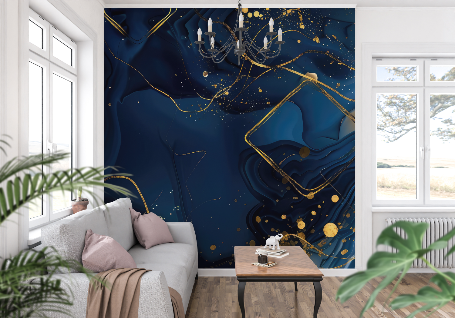 Midnight Blue and Gold Wallpaper | Murals Wallpaper