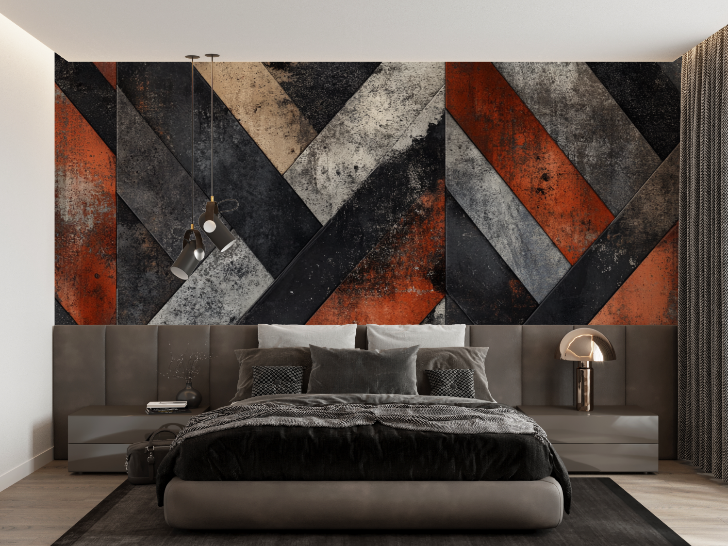 Terracotta and Charcoal Gray Wallpaper | Murals Wallpaper