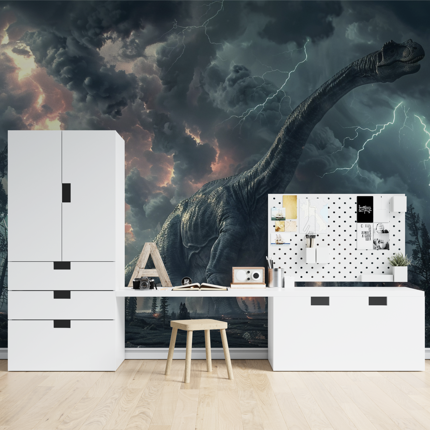 Dinosaur Design Lightning Wallpaper | Murals Wallpaper