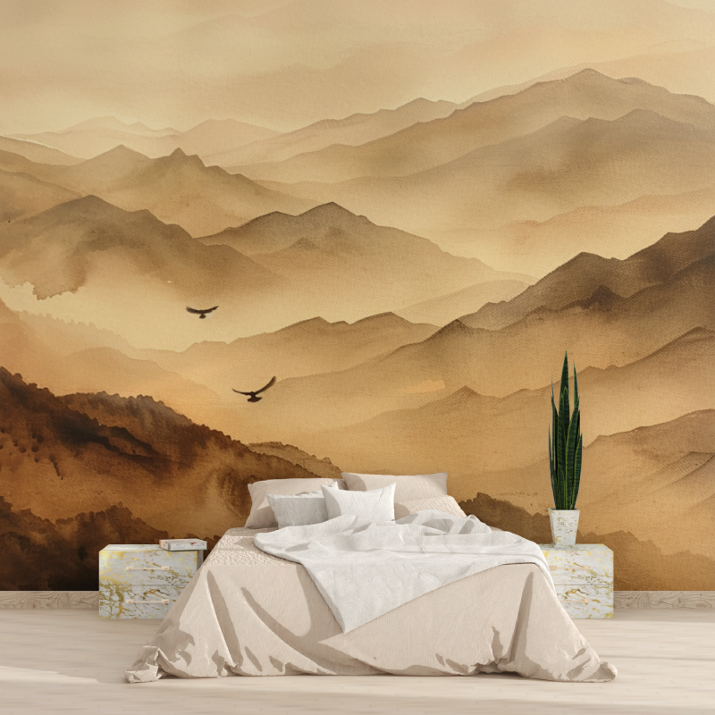 Terracotta Mountain in Fog Wallpaper | Murals Wallpaper