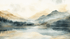 Watercolor Lakeside Landscape Wallpaper | Murals Wallpaper