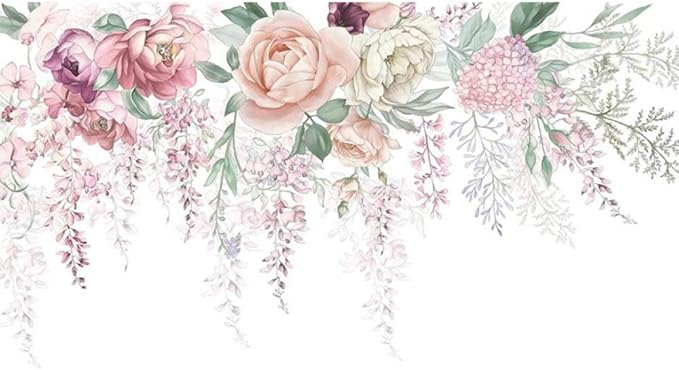 Große Wandtapete mit pastellfarbenem Blumenmuster