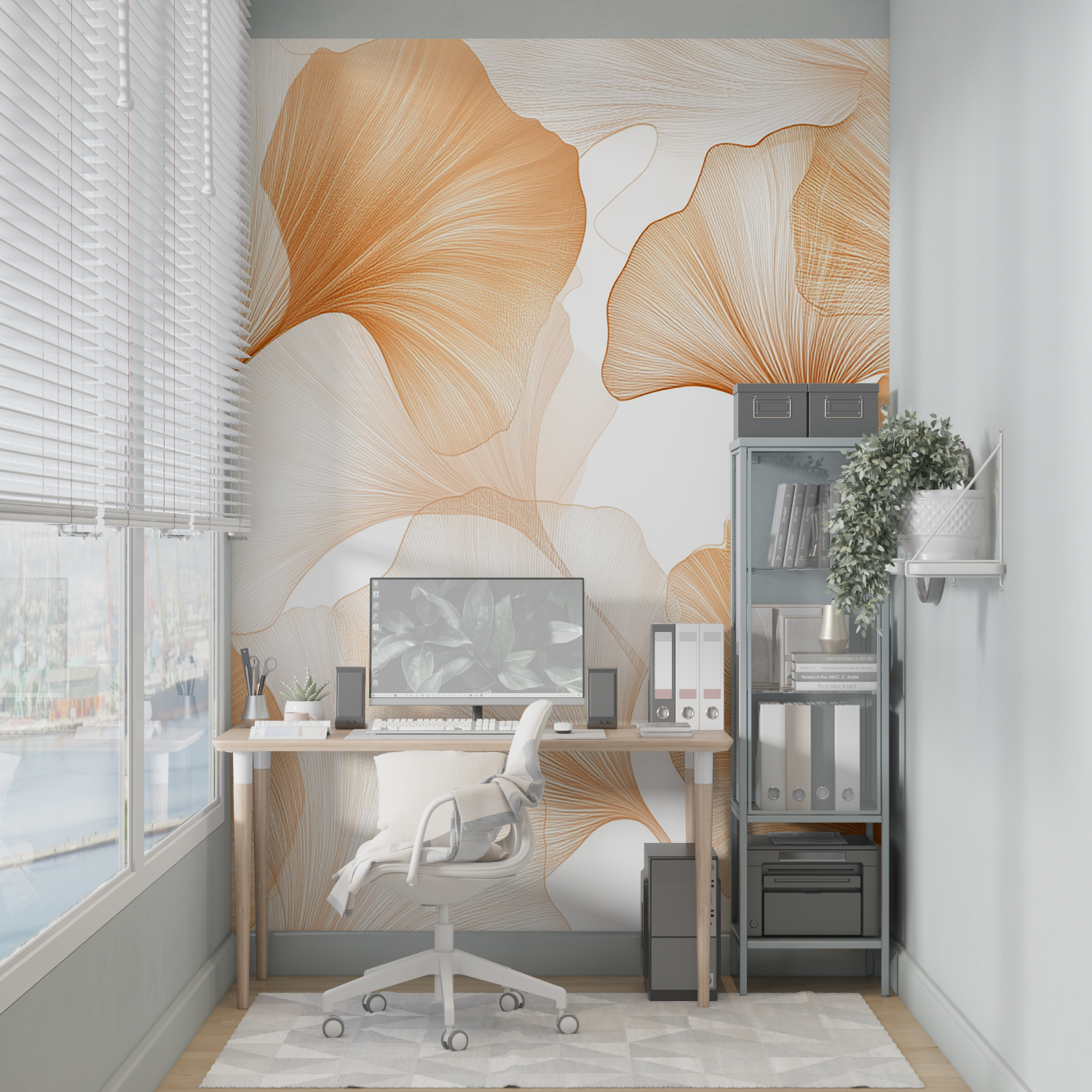 Orange and White Wallpaper | Murals Wallpaper