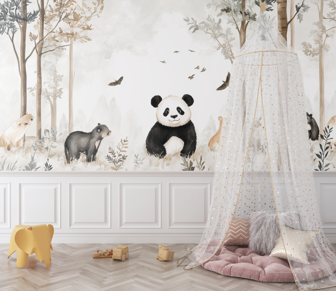Panda and Forest Friends Wallpaper | Murals Wallpaper