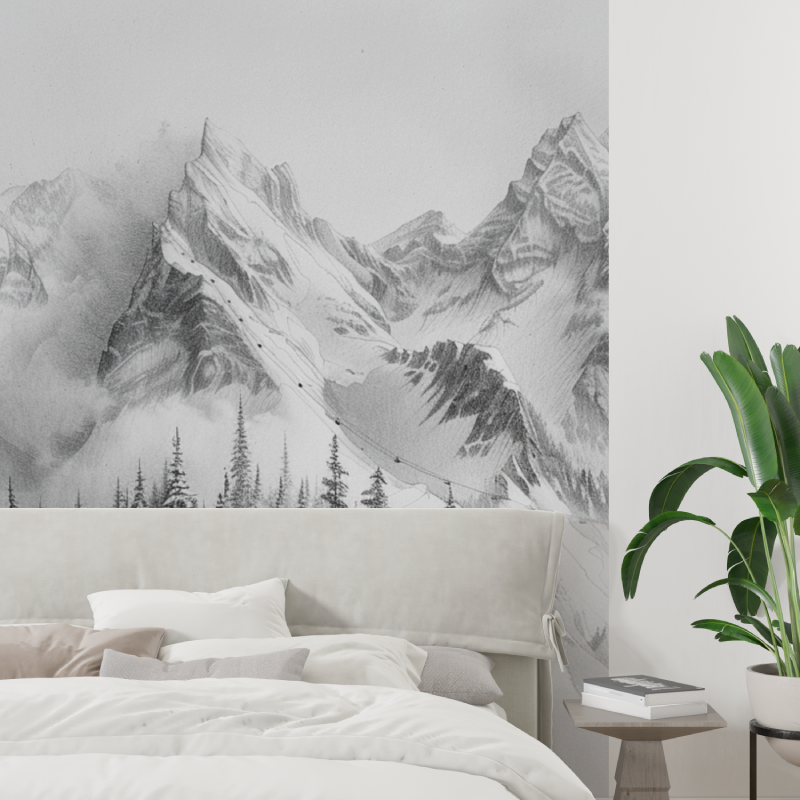 Tapetengemälde „Montagne Sommet de Chamonix“ mit Tapisserie-Tendenz