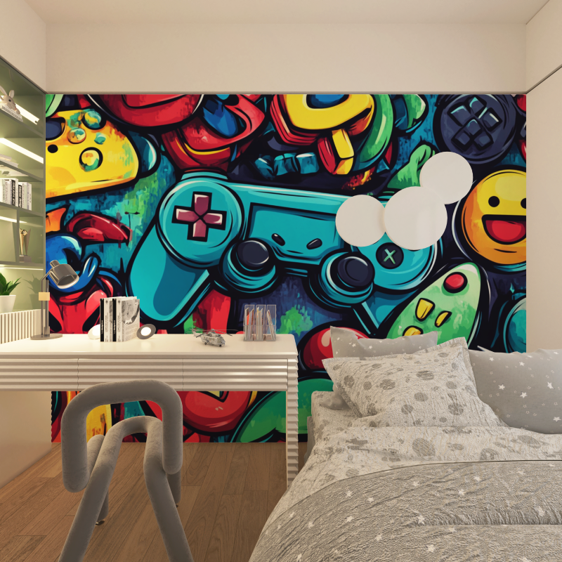 Geek Graffiti Video Games Mural Wallpaper