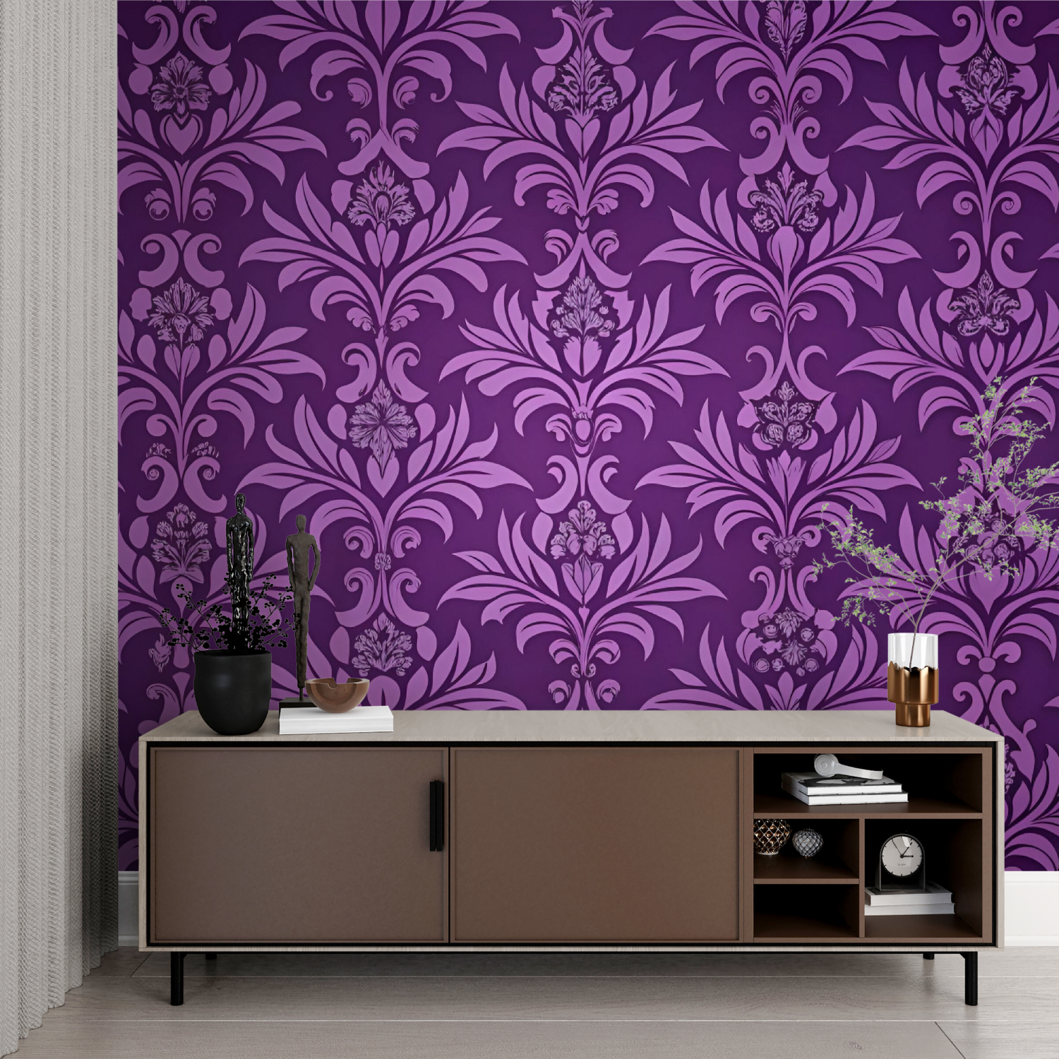 Mauve Baroque Wallpaper | Murals Wallpaper