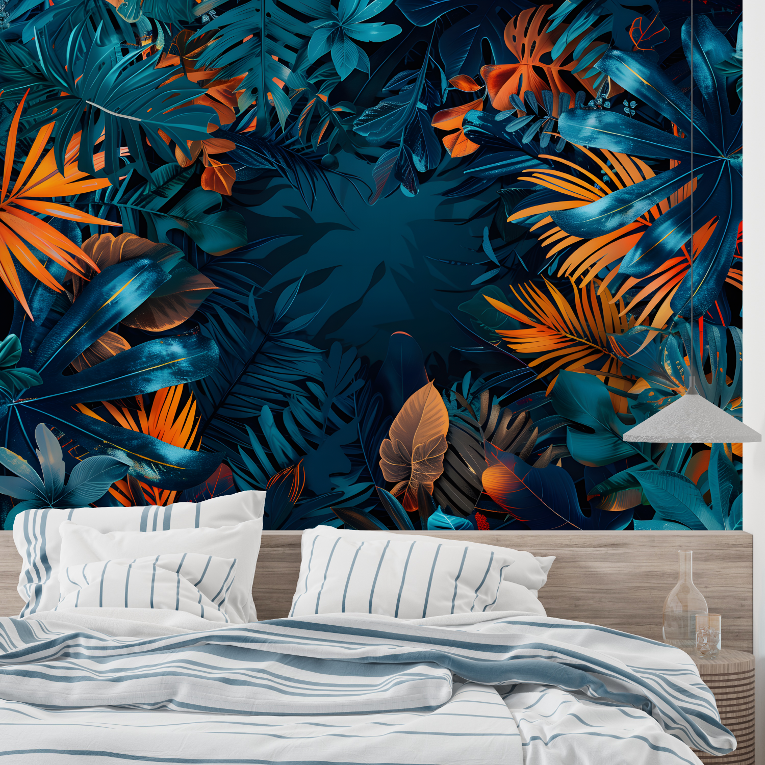 Blue Orange Leaf Wallpaper | Murals Wallpaper