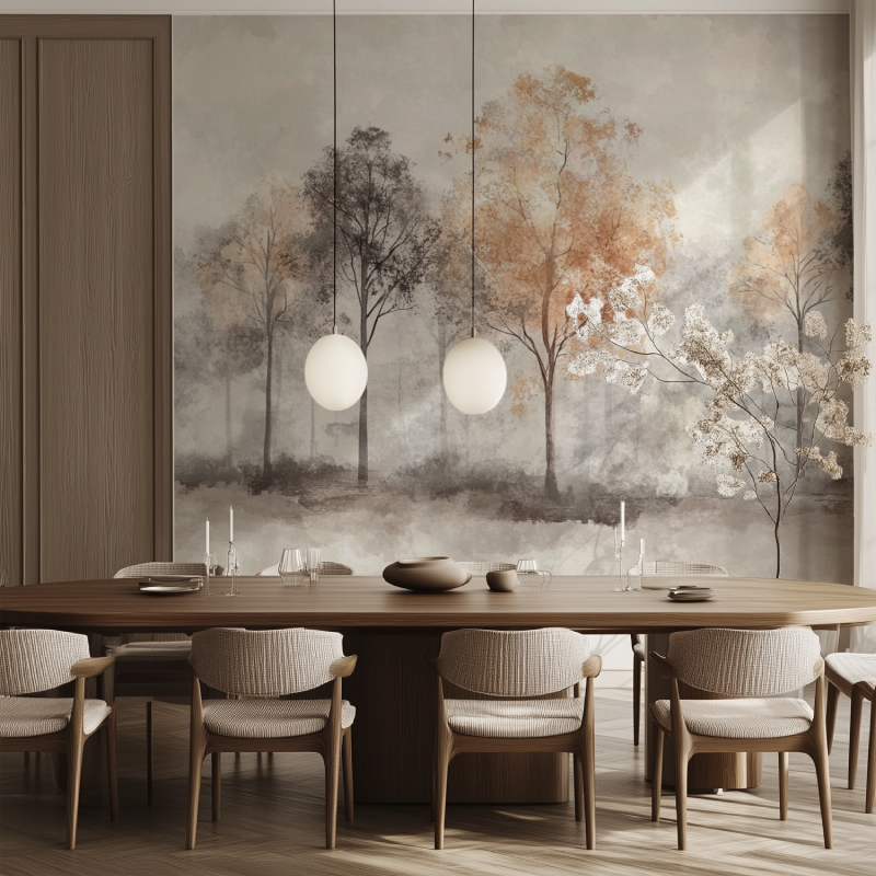 Gray and Brown Tree Wallpaper | Murals Wallpaper