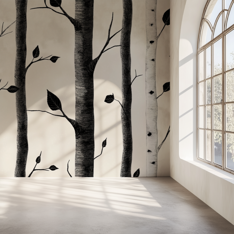 Black and White Birch Tree Wallpaper | Murals Wallpaper