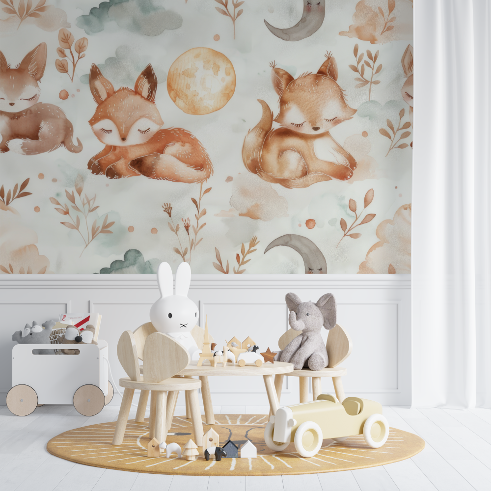 Baby Foxes Cocooning Wallpaper | Murals Wallpaper