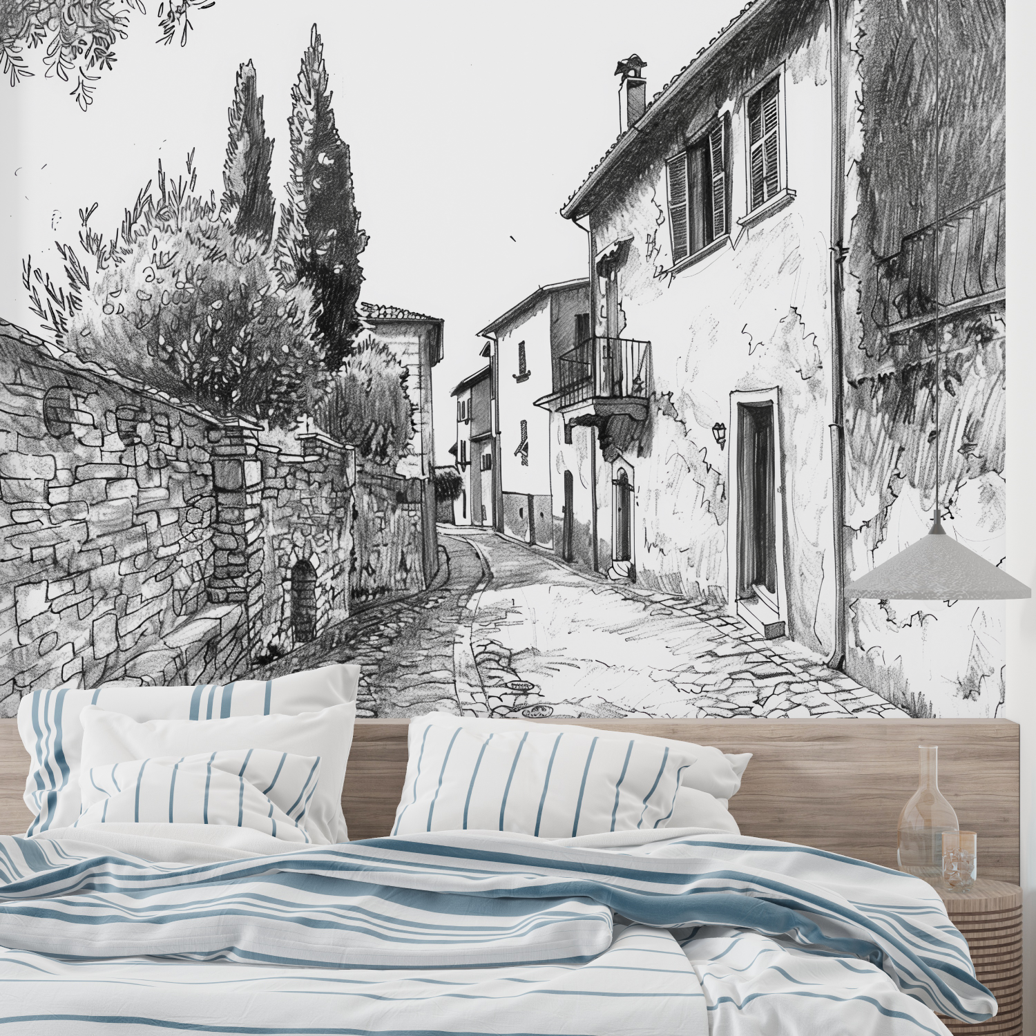 Papier Peint Panoramique Italien Noir Et Blanc - Merlin Leroy