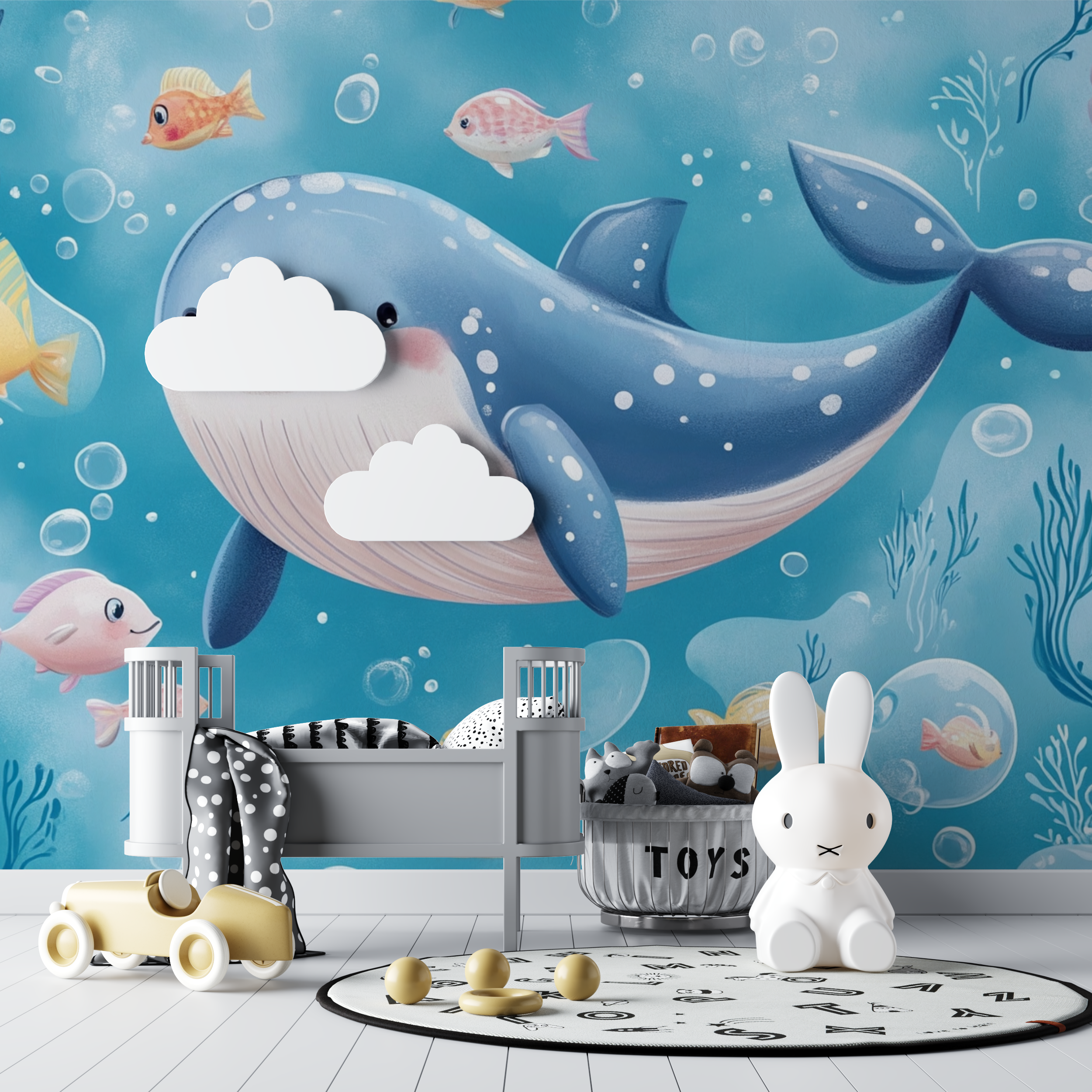 Happy Whale Marine Wallpaper | Murals Wallpaper
