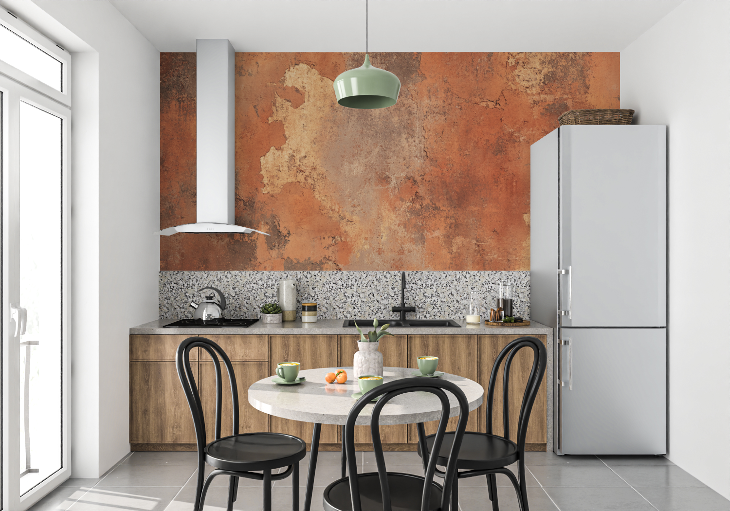 Tapete Terrakotta-Inspiration Terre Cuite Mur Cuisine