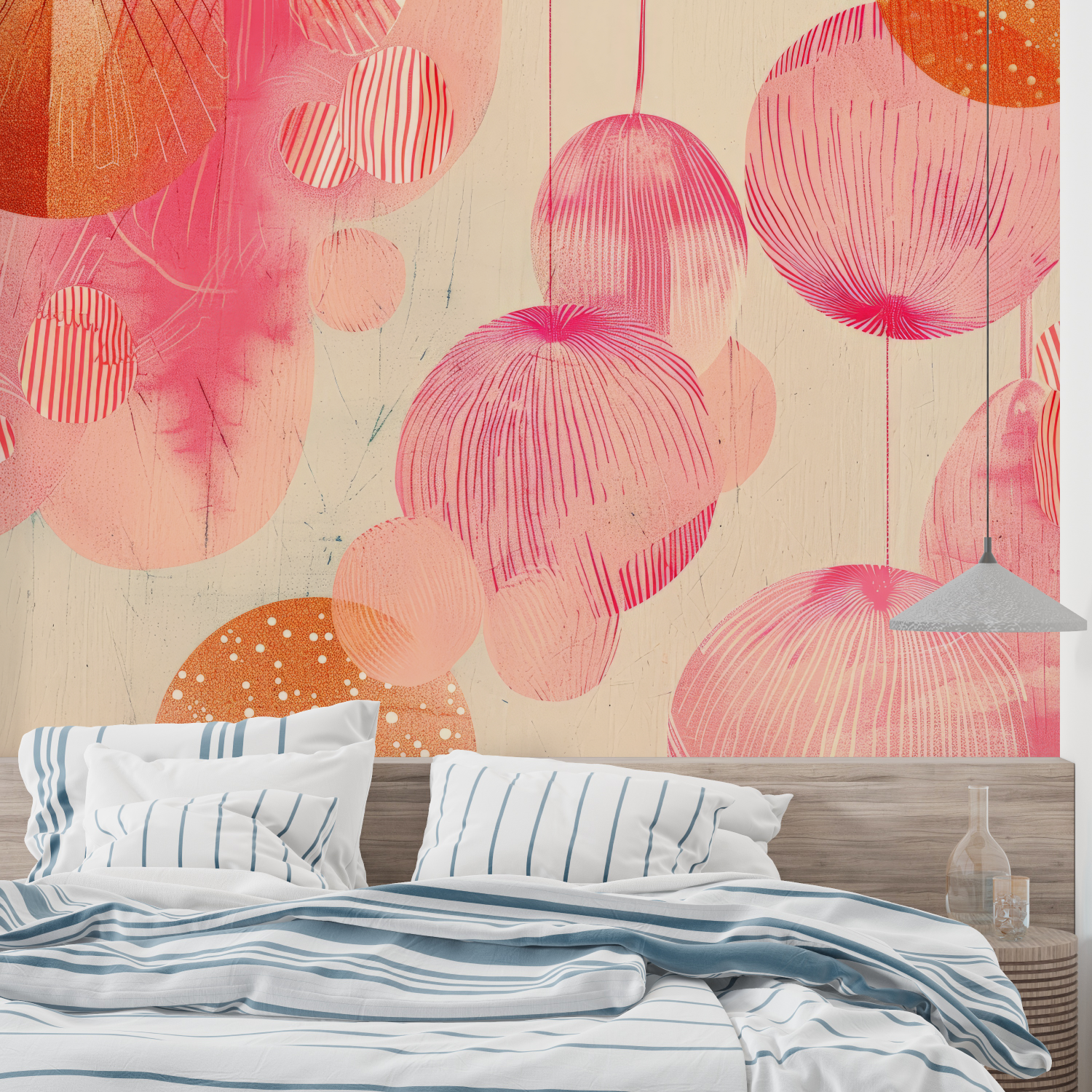 Vintage Orange Pink Wallpaper | Murals Wallpaper