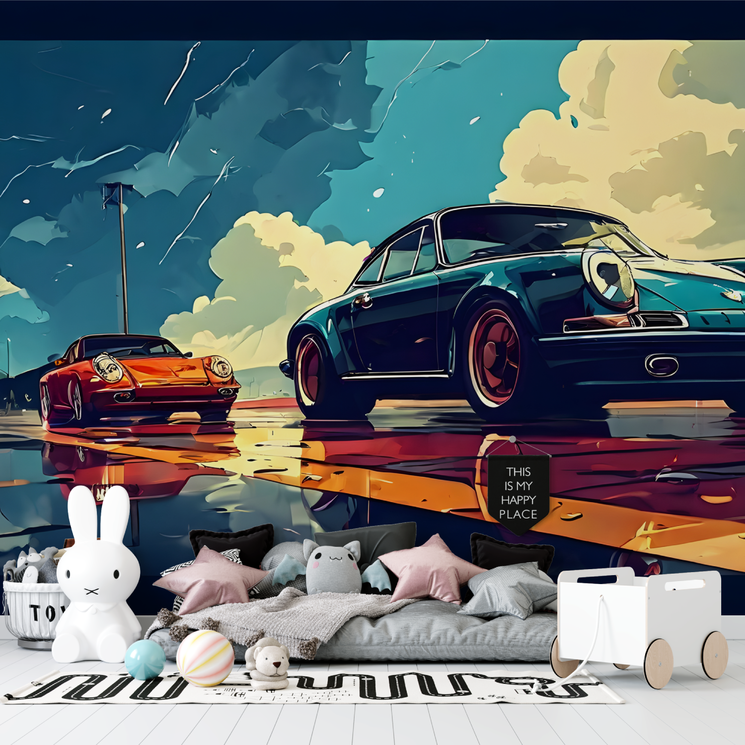 Papier peint pour chambre garco...voitures tapisserie garcon