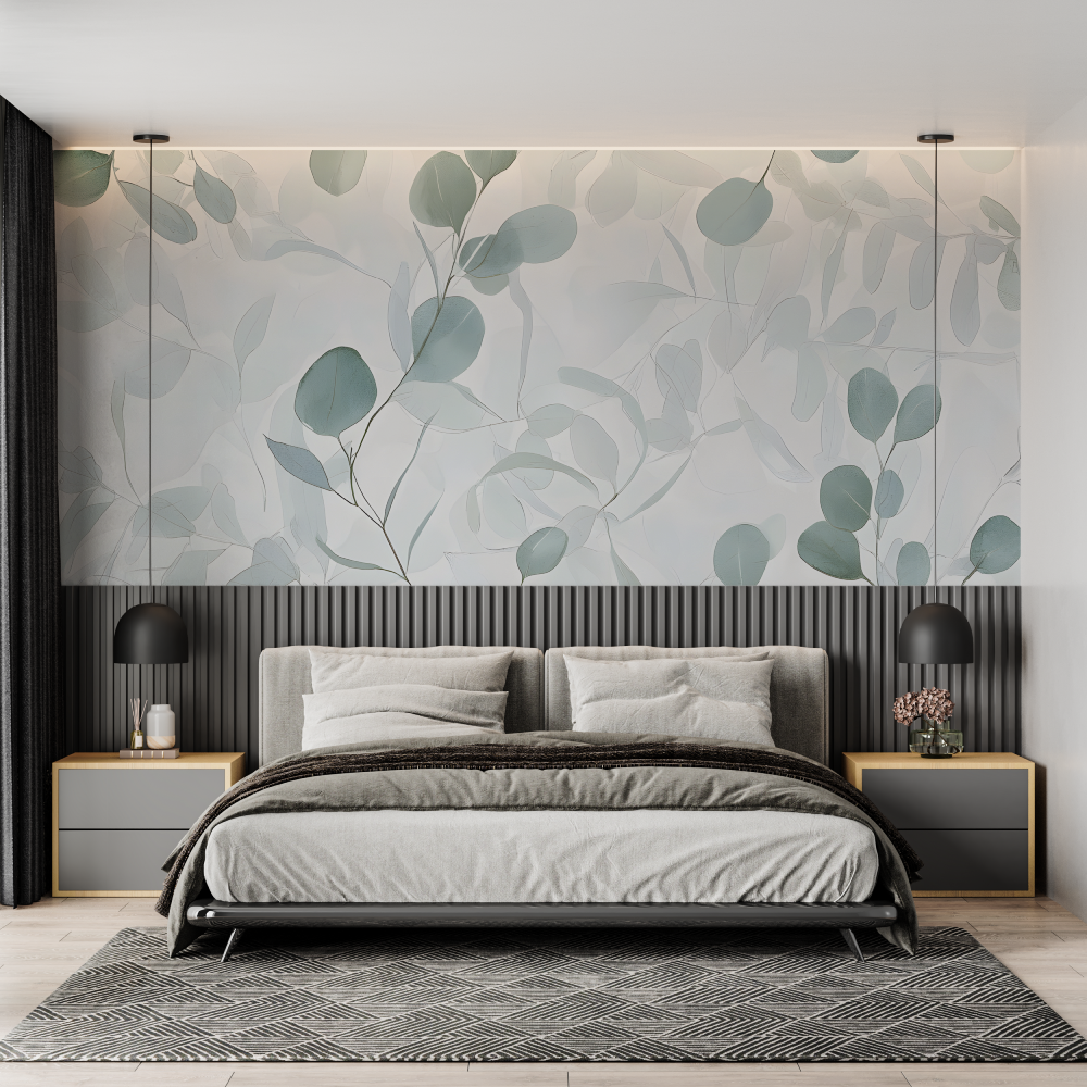 Papier Peint Vert D Eau Et Gris - Salon