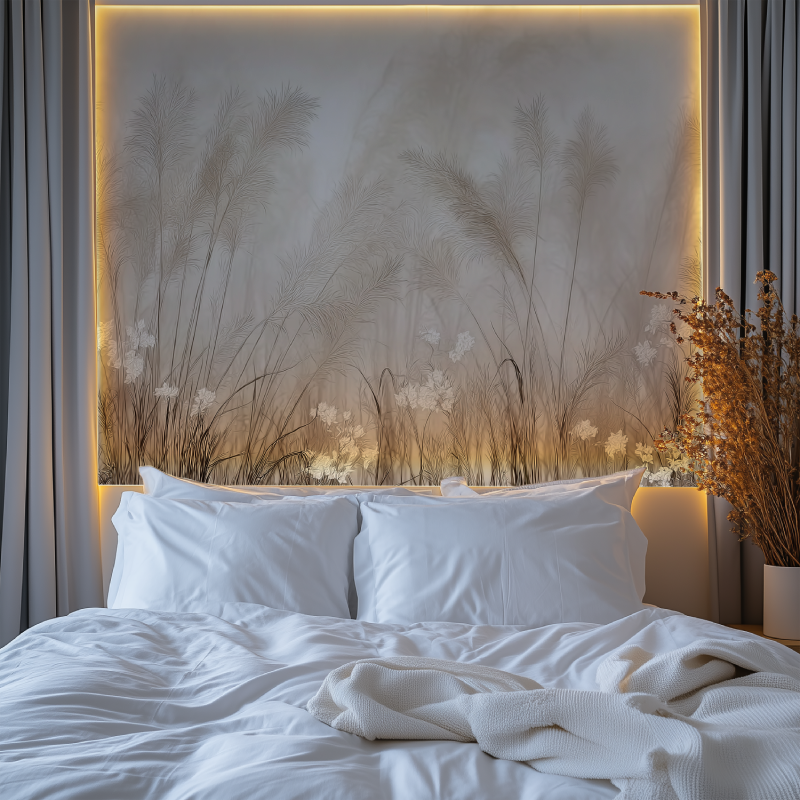 Beige light foliage mural wallpaper chambre premium
