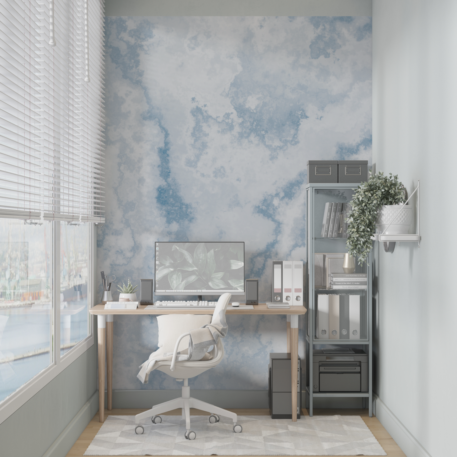 White and Blue Wallpaper | Murals Wallpaper