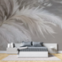 Beige white feathermural wallpaper tete de lit