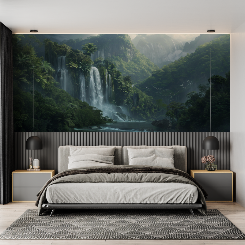 Mountain Waterfall Photo Wallpaper | Murals Wallpaper