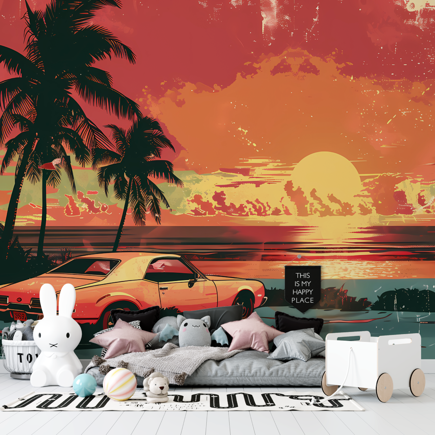 Miami Retro Car Wallpaper | Murals Wallpaper