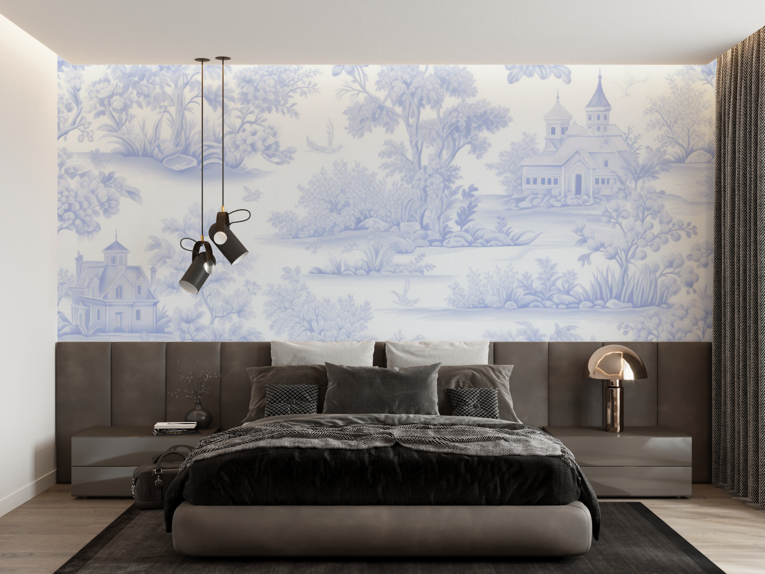 Pastel Blue Toile Wallpaper | Murals Wallpaper