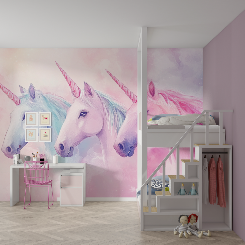 Fairy Trio Unicorn Wallpaper | Murals Wallpaper