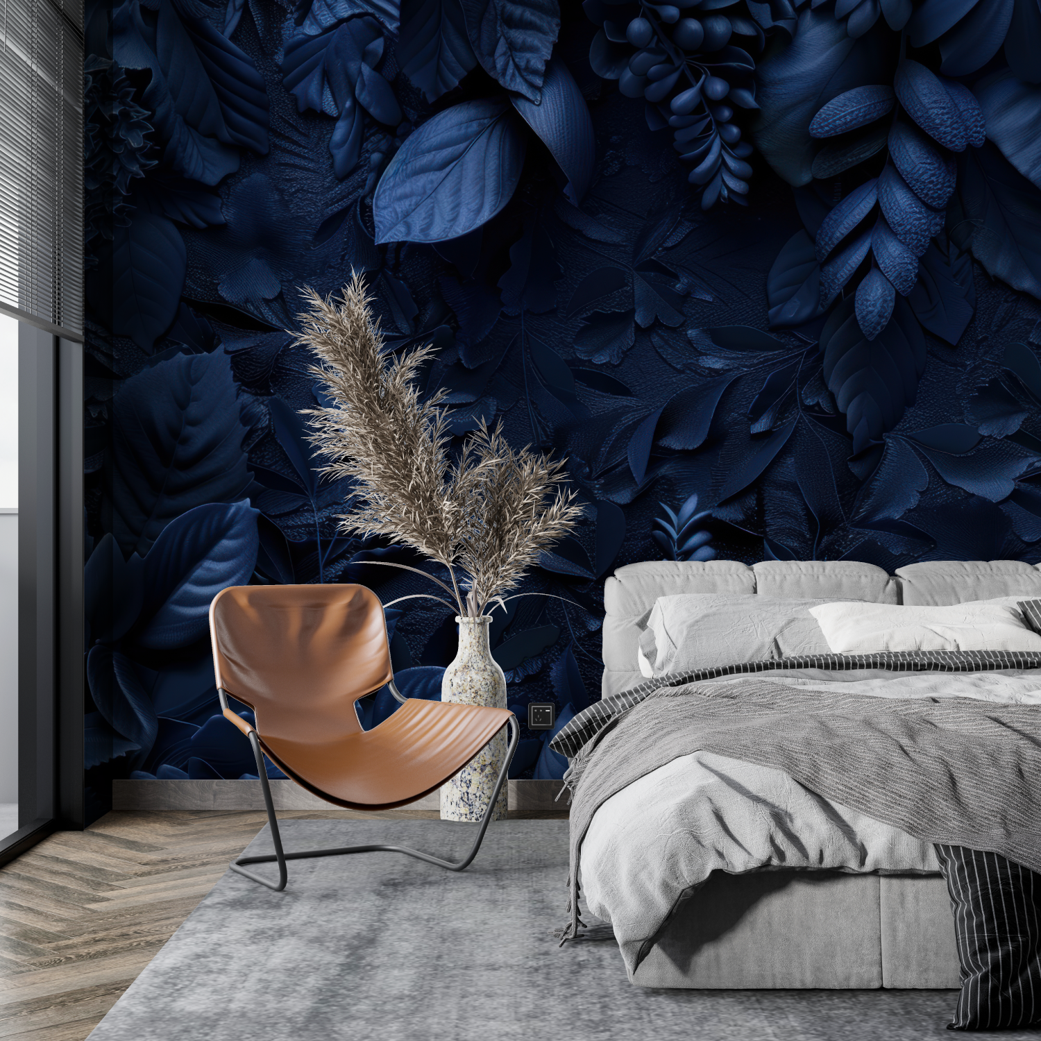 Papier Peint Bleu Nuit Chambre – schöne Wand