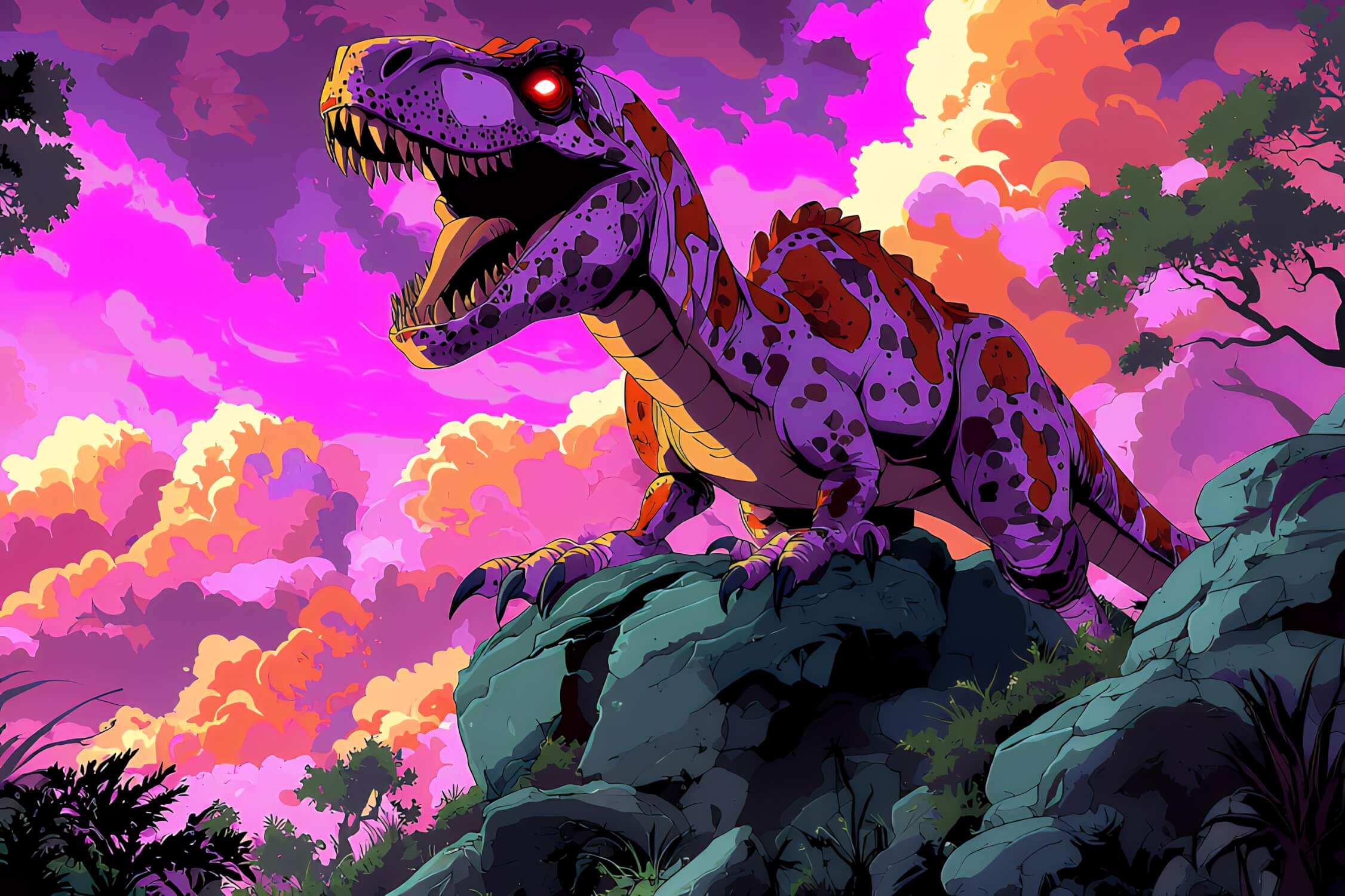 Cyberpunk Dinosaur Wallpaper | Murals Wallpaper