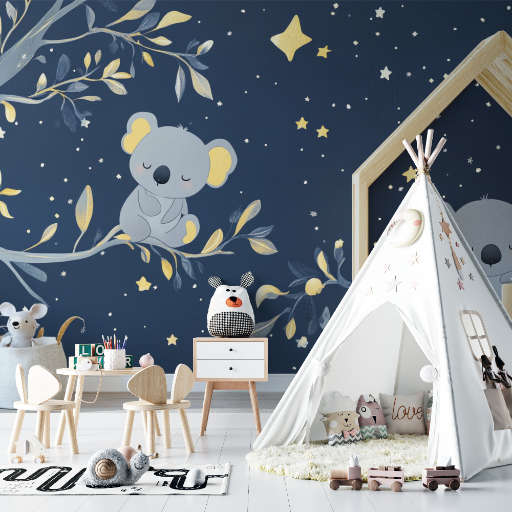 Koala Wallpaper Under a Starry Rain | Murals Wallpaper
