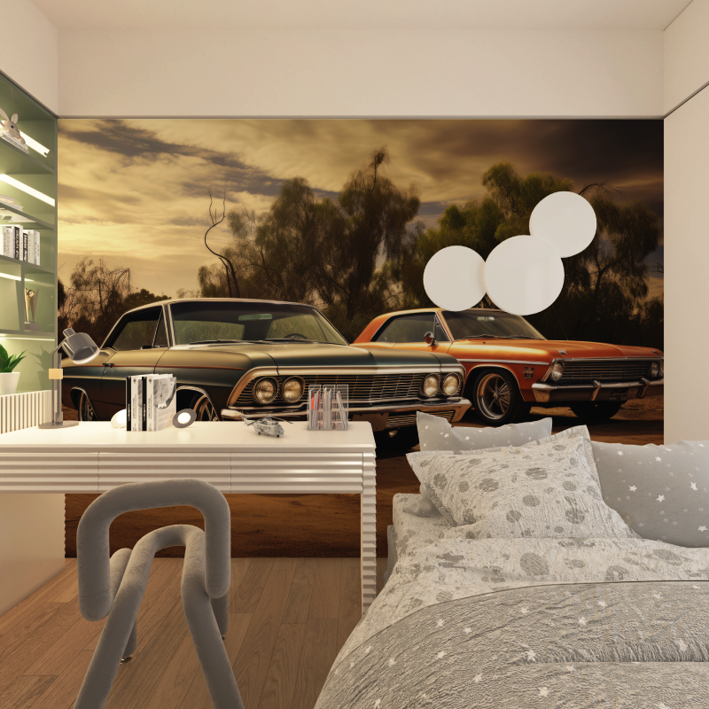 Wallpaper Two Old American Cars | Murals Wallpaper
