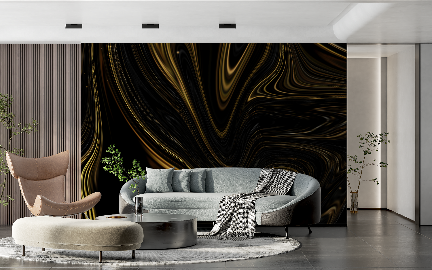 Black and Gold Wave Wallpaper | Murals Wallpaper