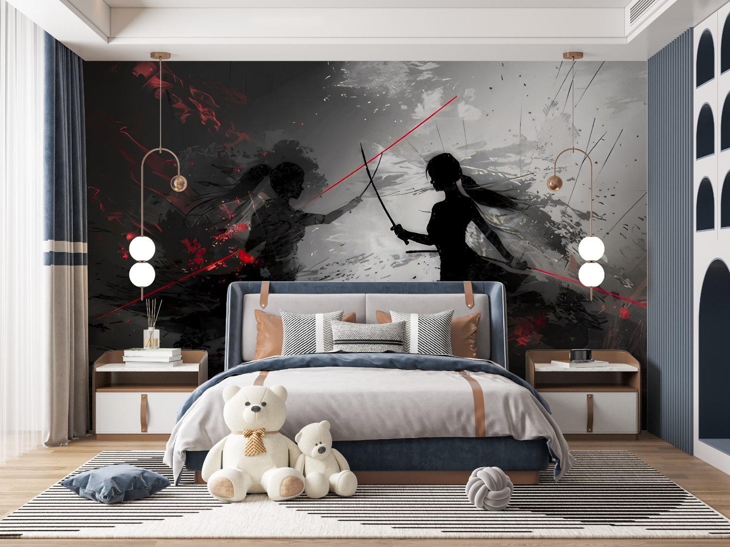Anime Combat Design Wallpaper | Murals Wallpaper